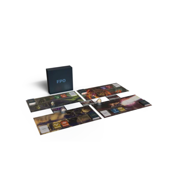 Riftbound Proving Grounds Spielfeld-Aufbau mit Karten in Sleeves und Spielmarken - TCG Gameplay-Ansicht bei Amzicards