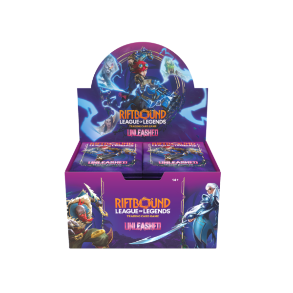 Riftbound Set 3 Unleashed Booster Display Frontalansicht - OVP TCG Display bei Amzicards vorbestellen
