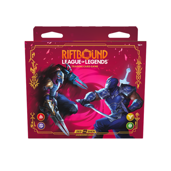 Riftbound Champion Deck Showdown: Zed vs. Shen Frontansicht - 2 fertige TCG Spieler-Decks der Erweiterung Vendetta bei Amzicards