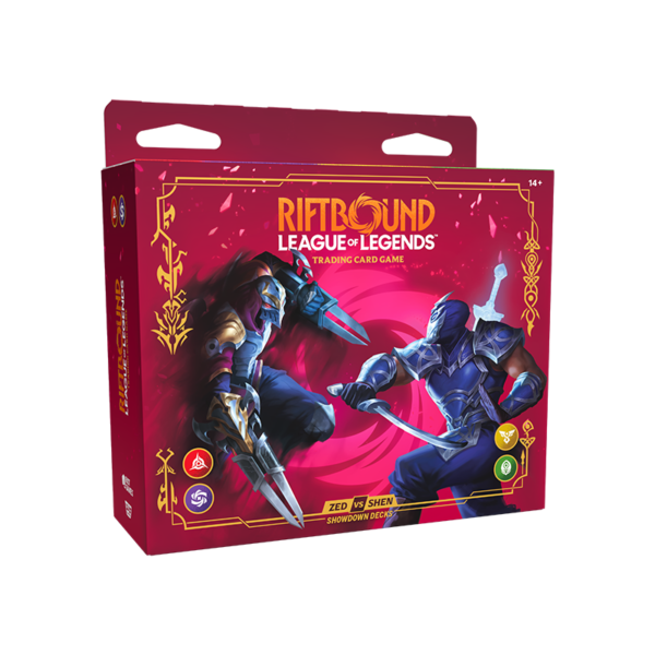 Riftbound Champion Deck Showdown: Zed vs. Shen linksseitige Ansicht - 2 fertige TCG Spieler-Decks der Erweiterung Vendetta bei Amzicards