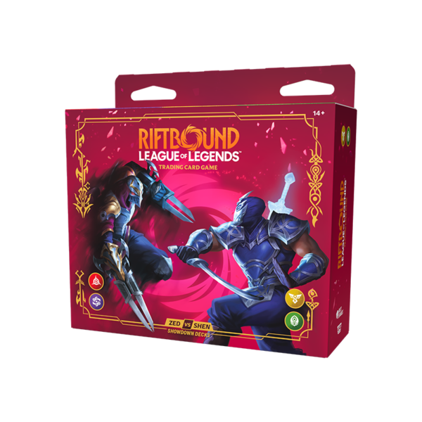 Riftbound Champion Deck Showdown: Zed vs. Shen rechtsseitige Ansicht - 2 fertige TCG Spieler-Decks der Erweiterung Vendetta bei Amzicards