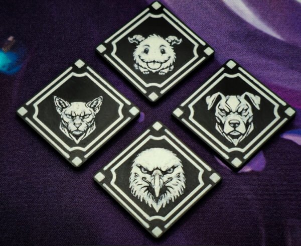 Ivern Token Set für Riftbound mit Bird Cat Dog und Poro Motiven aus Seidenfilament inklusive Samtbeutel