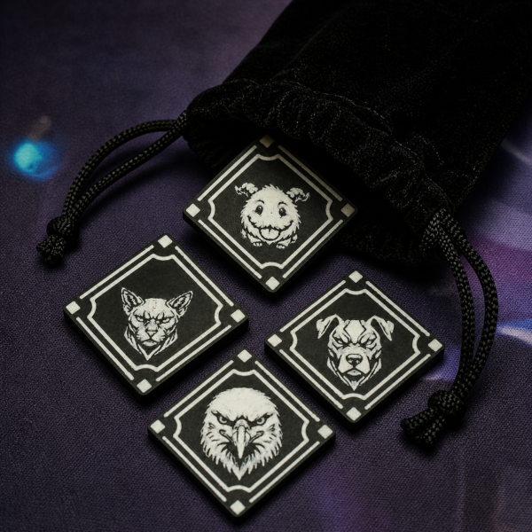 Ivern Token Set für Riftbound mit Bird Cat Dog und Poro Motiven aus Seidenfilament inklusive Samtbeutel